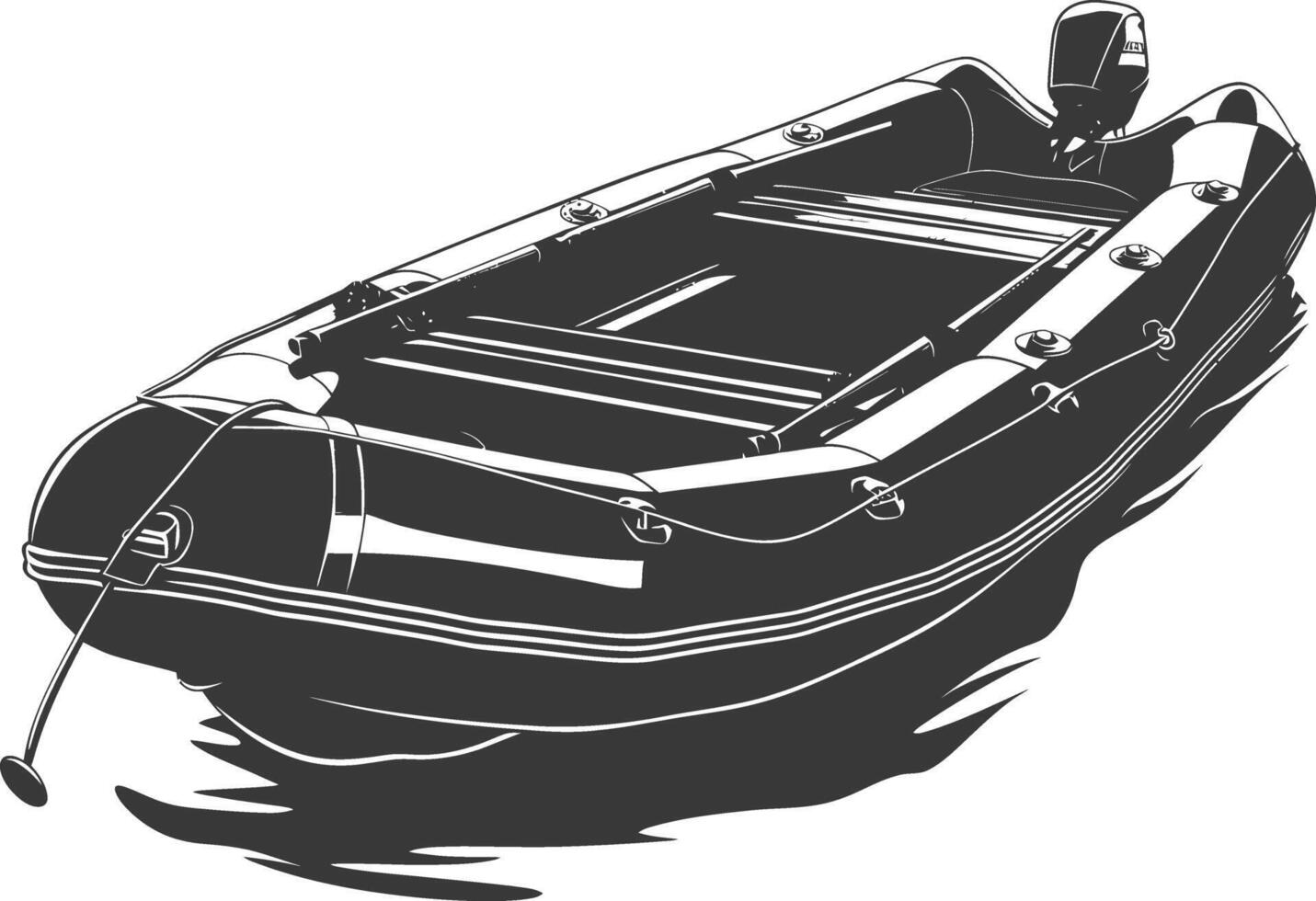 ai généré silhouette une gonflable bateau noir Couleur seulement vecteur