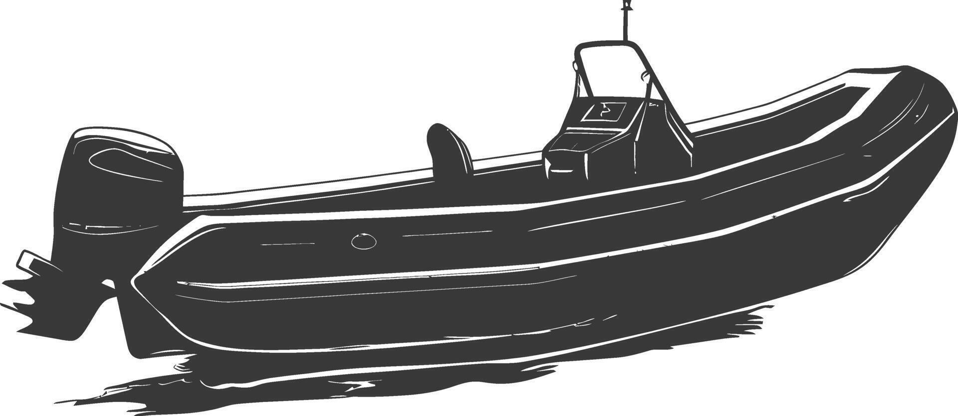 ai généré silhouette une gonflable bateau noir Couleur seulement vecteur