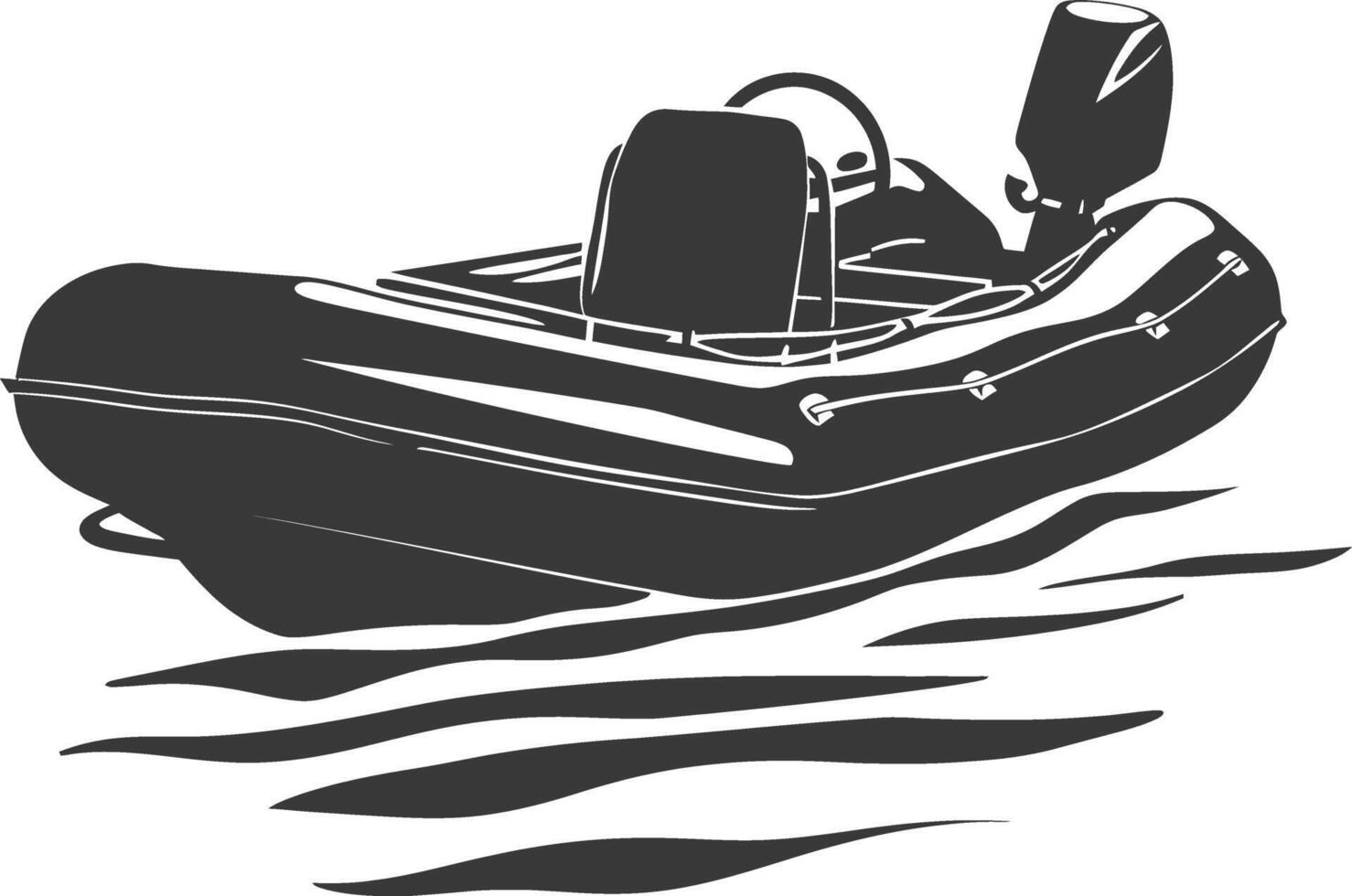 ai généré silhouette une gonflable bateau noir Couleur seulement vecteur