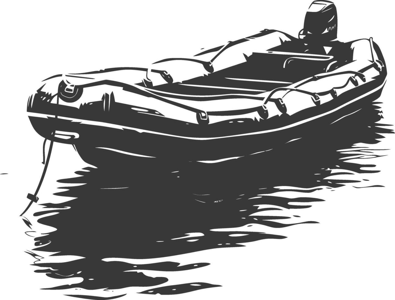 ai généré silhouette une gonflable bateau noir Couleur seulement vecteur