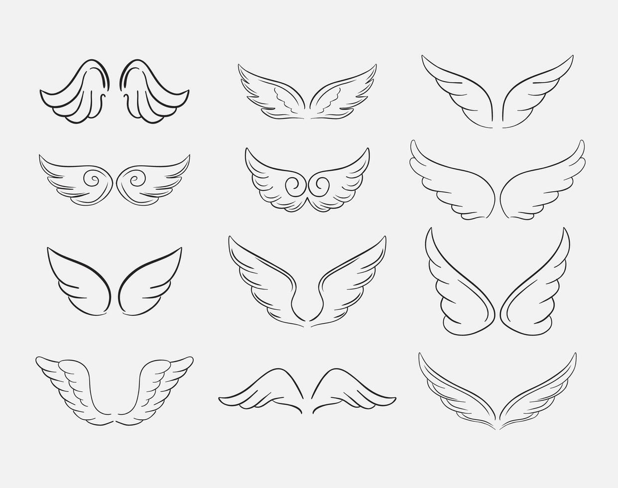 vecteur illustration de ailes paire esquisser