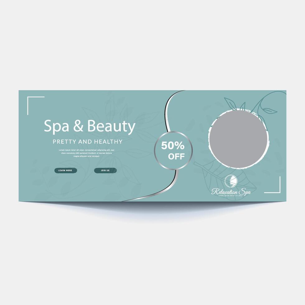 beauté spa précaire social médias bannière modèle. salon se maquiller, santé se soucier, corps massage un service promotion couverture conception avec logo et rabais. affaires promotion moderne graphique la toile pos vecteur