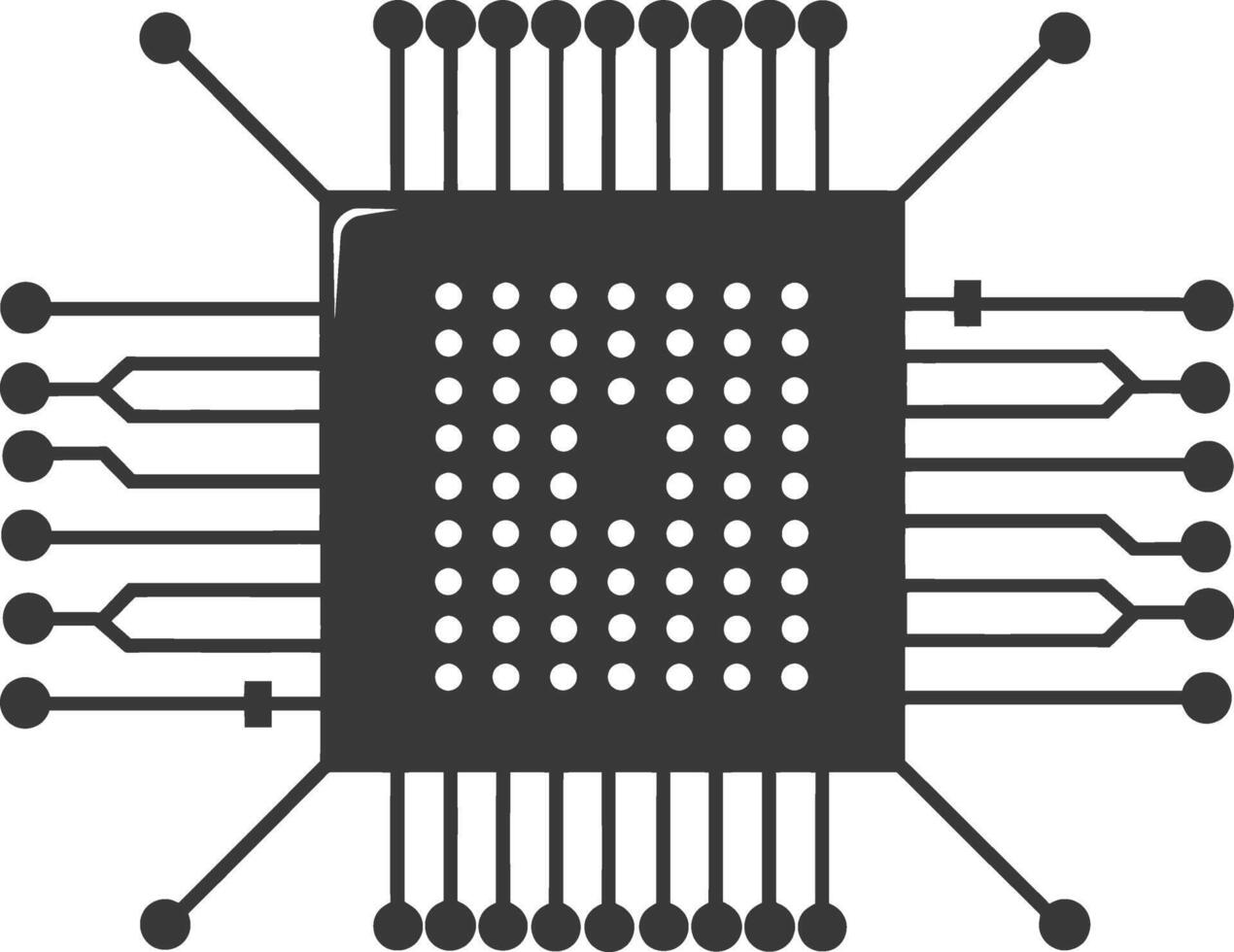 ai généré silhouette ic ou intégré circuit Célibataire électronique composant vecteur