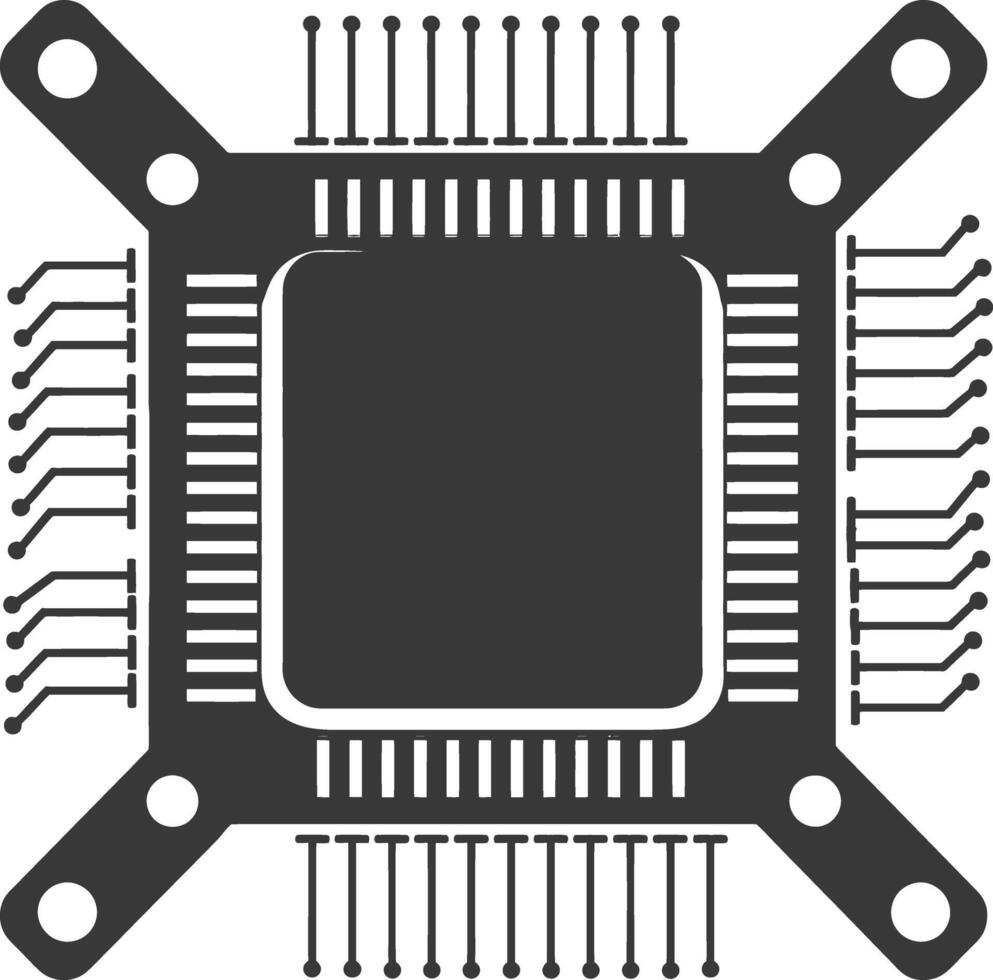 ai généré silhouette ic ou intégré circuit Célibataire électronique composant vecteur