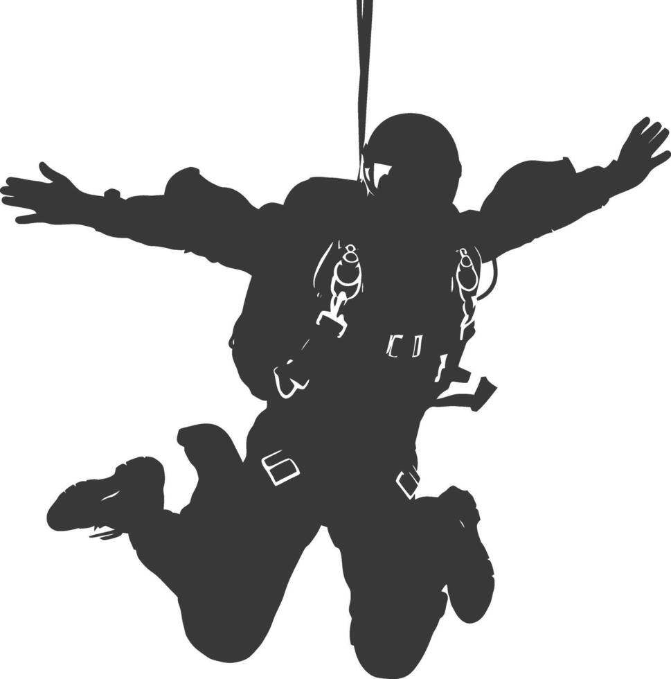 ai généré silhouette parachutiste homme plein corps noir Couleur seulement vecteur