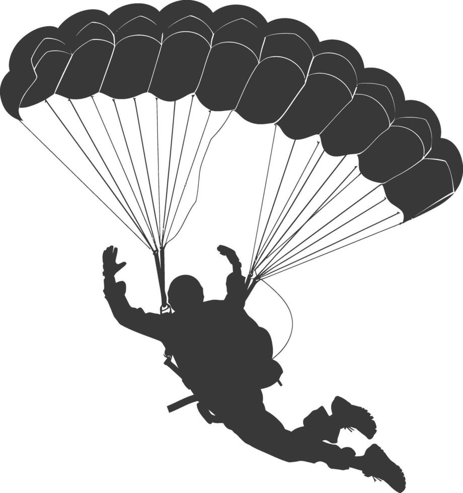 ai généré silhouette parachutiste homme dans action plein corps noir Couleur seulement vecteur