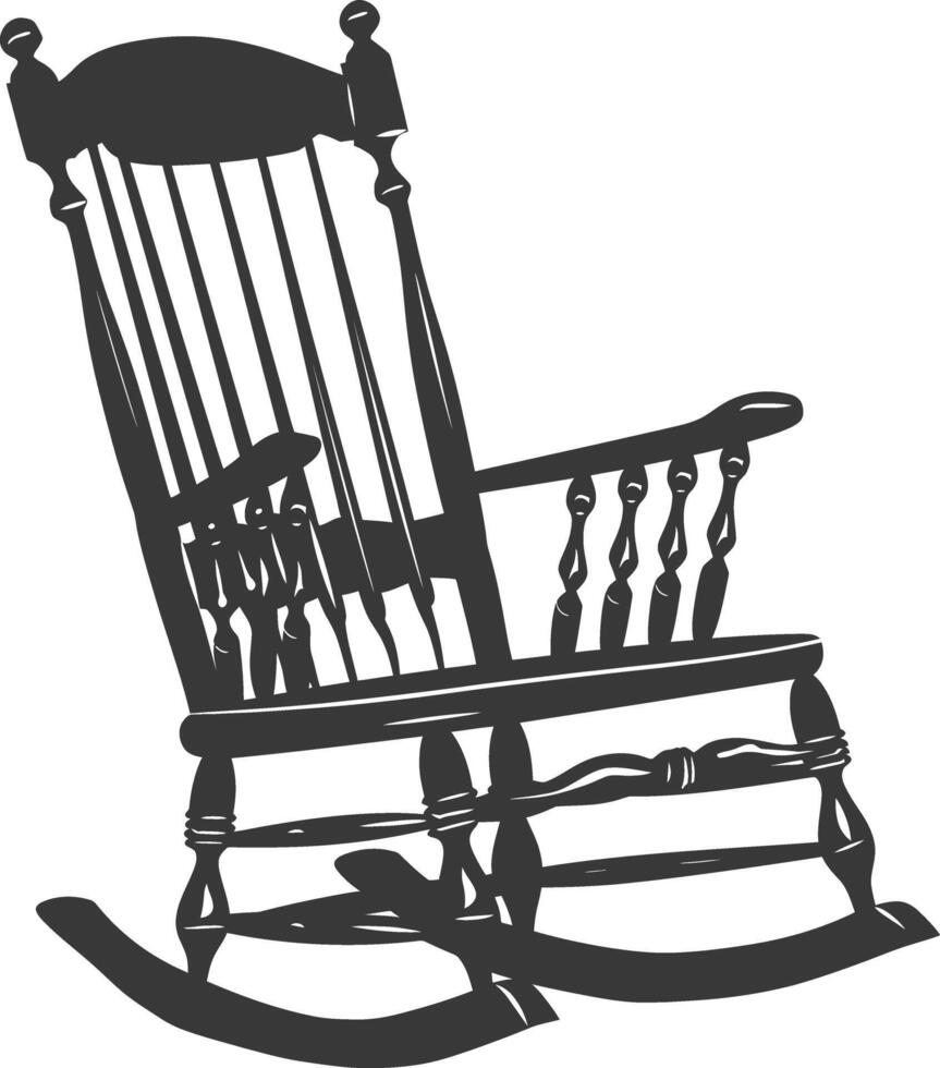 ai généré silhouette balancement chaise noir Couleur seulement vecteur