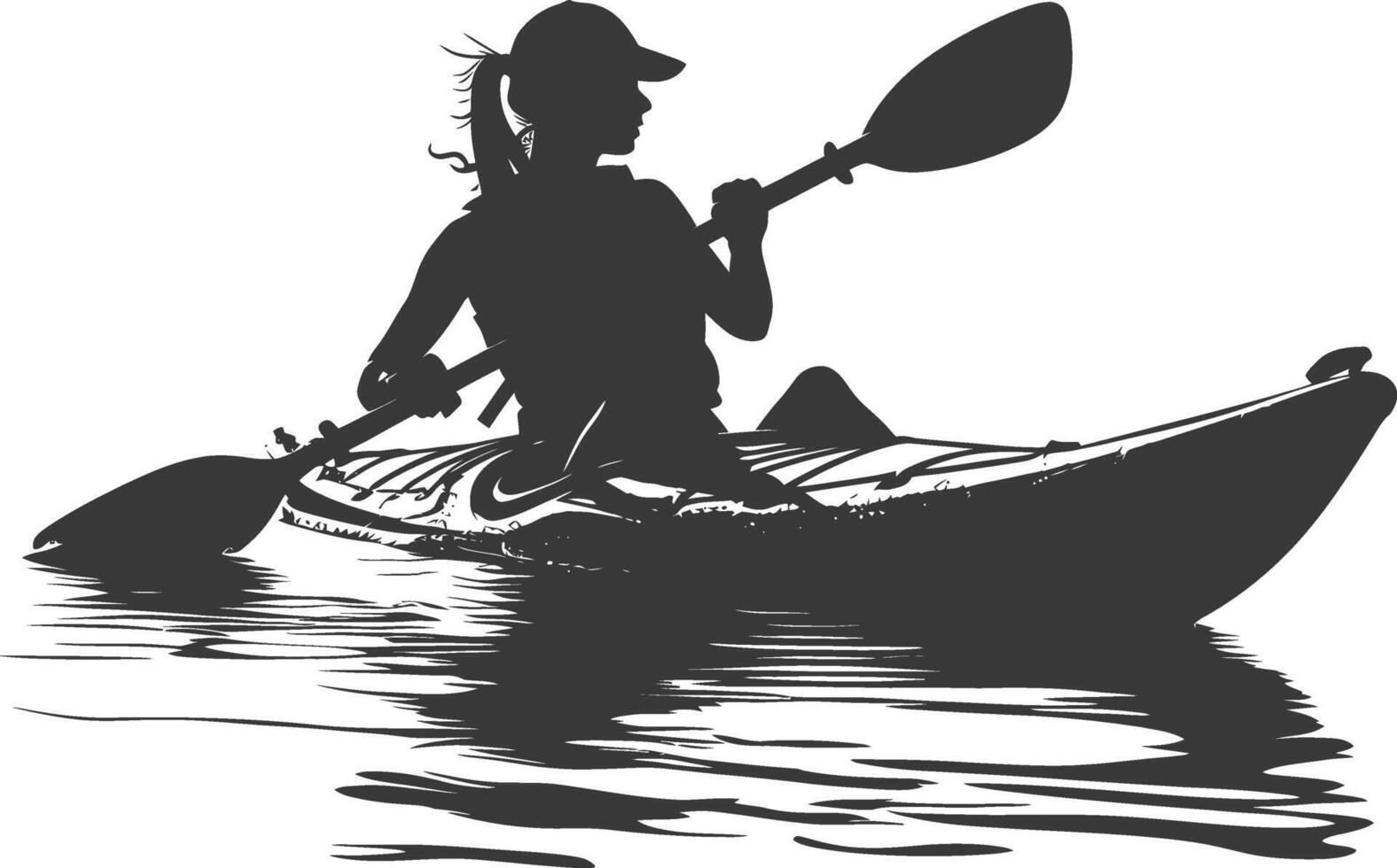 ai généré silhouette femme canoë joueur dans action plein corps noir Couleur seulement vecteur