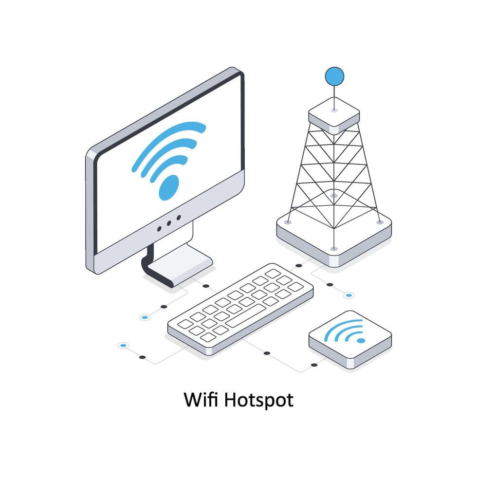 Wifi point chaud isométrique Stock illustration. eps fichier Stock illustration vecteur