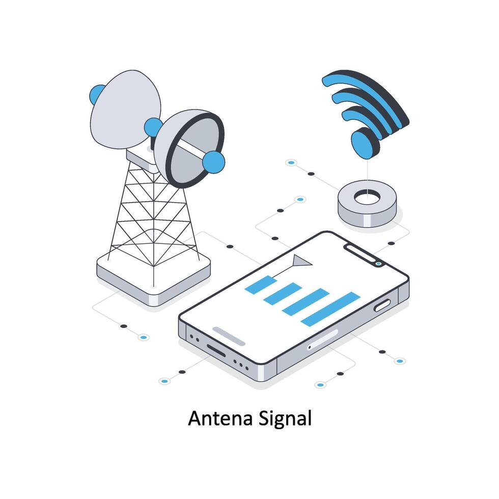 antena signal isométrique Stock illustration. eps fichier Stock illustration vecteur