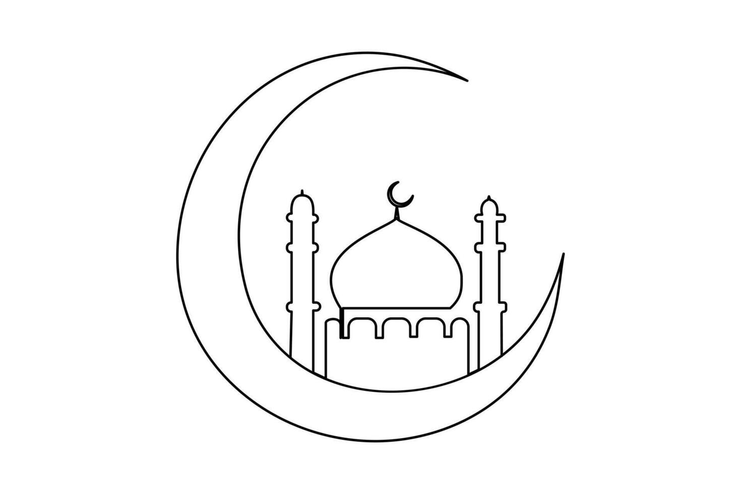 continu un ligne Ramadan symbole. mosquée, eid Moubarak, eid fitr vecteur ligne concept contour vecteur art illustration