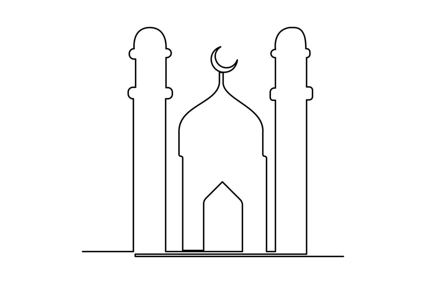 continu un ligne Ramadan symbole. mosquée, eid Moubarak, eid fitr vecteur ligne concept contour vecteur art illustration