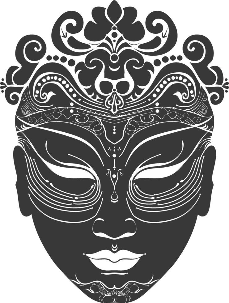 ai généré silhouette Japonais traditionnel masque noir Couleur seulement vecteur