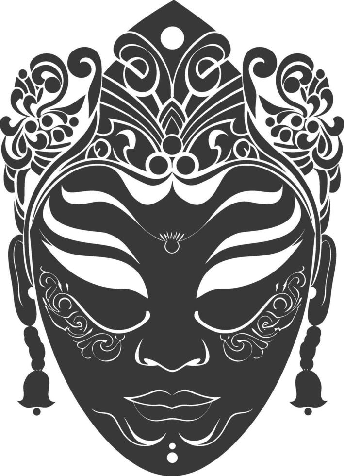 ai généré silhouette Japonais traditionnel masque noir Couleur seulement vecteur