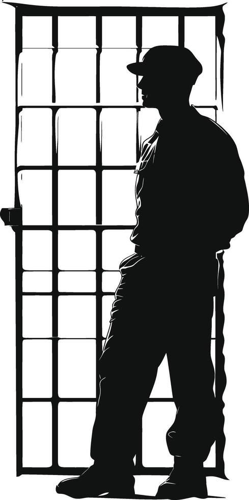 ai généré silhouette prisonnier dans prison noir Couleur seulement plein corps vecteur