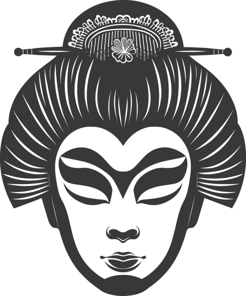 ai généré silhouette Japonais traditionnel masque noir Couleur seulement vecteur