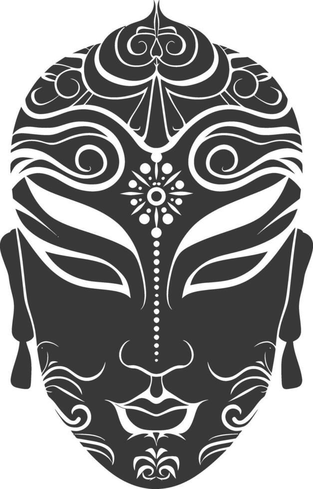 ai généré silhouette Japonais traditionnel masque noir Couleur seulement vecteur