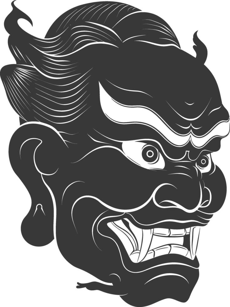 ai généré silhouette Japonais traditionnel masque noir Couleur seulement vecteur