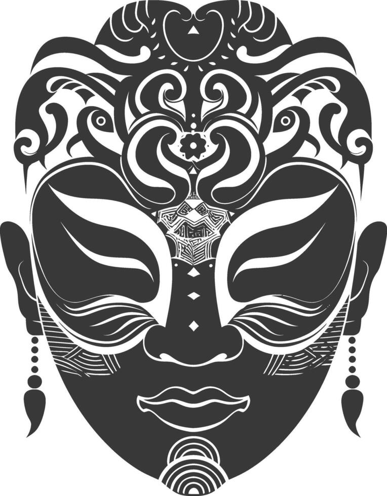 ai généré silhouette Japonais traditionnel masque noir Couleur seulement vecteur