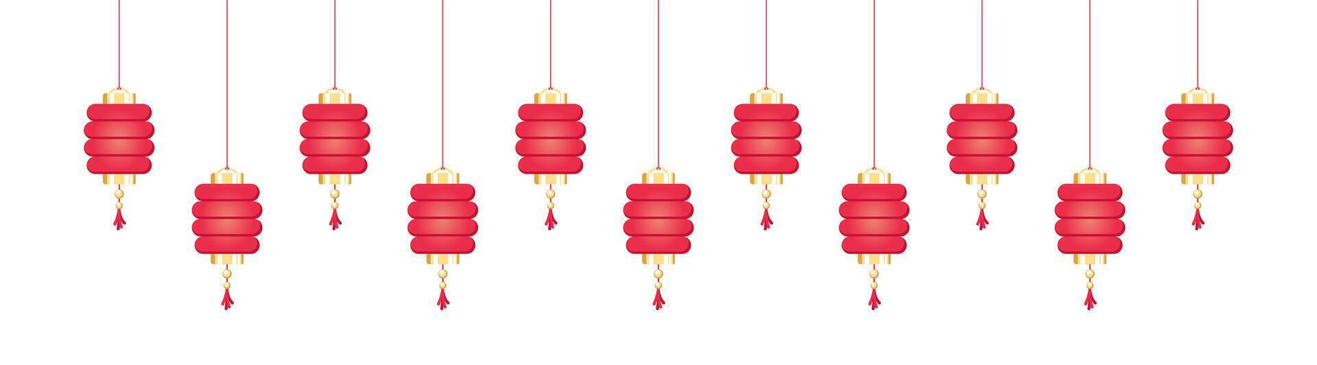pendaison chinois lanternes bannière frontière, lunaire Nouveau année et milieu de l'automne Festival décoration graphique vecteur