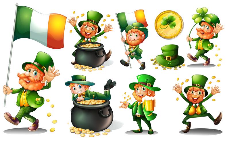 Leprechaun et or en pot vecteur