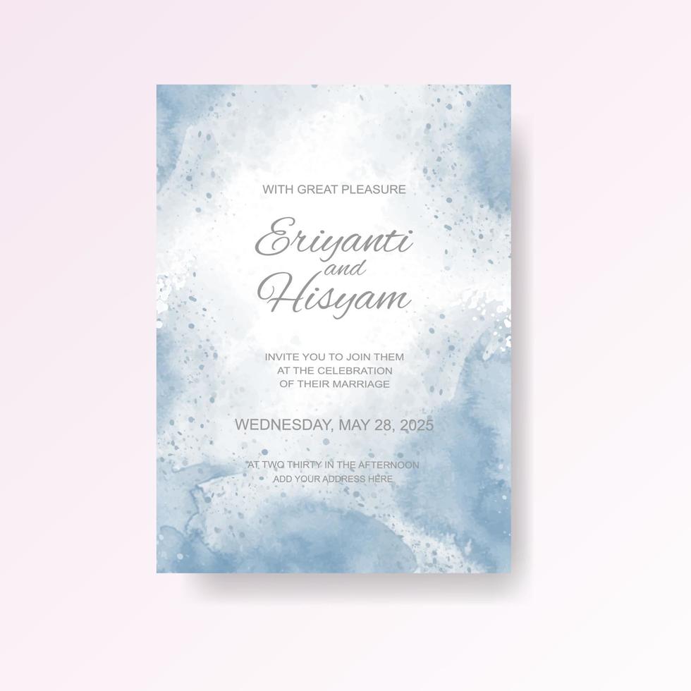 carte d'invitation de mariage aquarelle. belle aquarelle de carte de mariage avec splash. vecteur