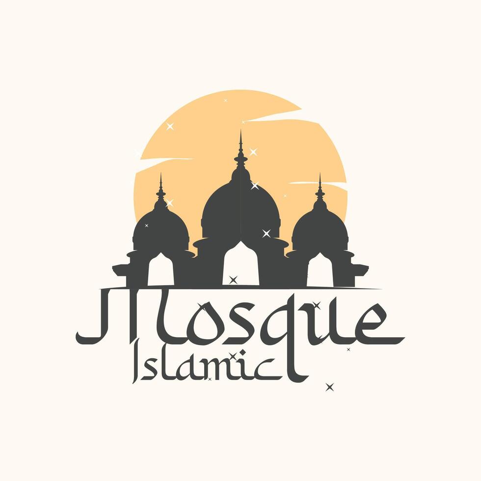 mosquée logo Ramadan journée conception modèle vecteur silhouette islamique endroit de culte