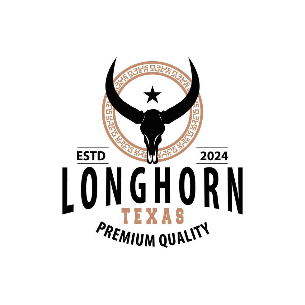 longhorn animal logo conception, ferme rétro ancien klaxon minimaliste Facile modèle illustration vecteur