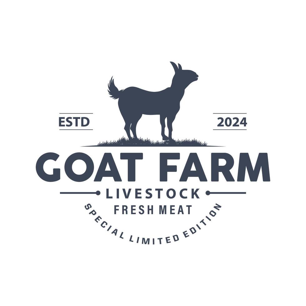 chèvre logo conception vecteur chèvre ferme illustration bétail bétail silhouette rétro rustique