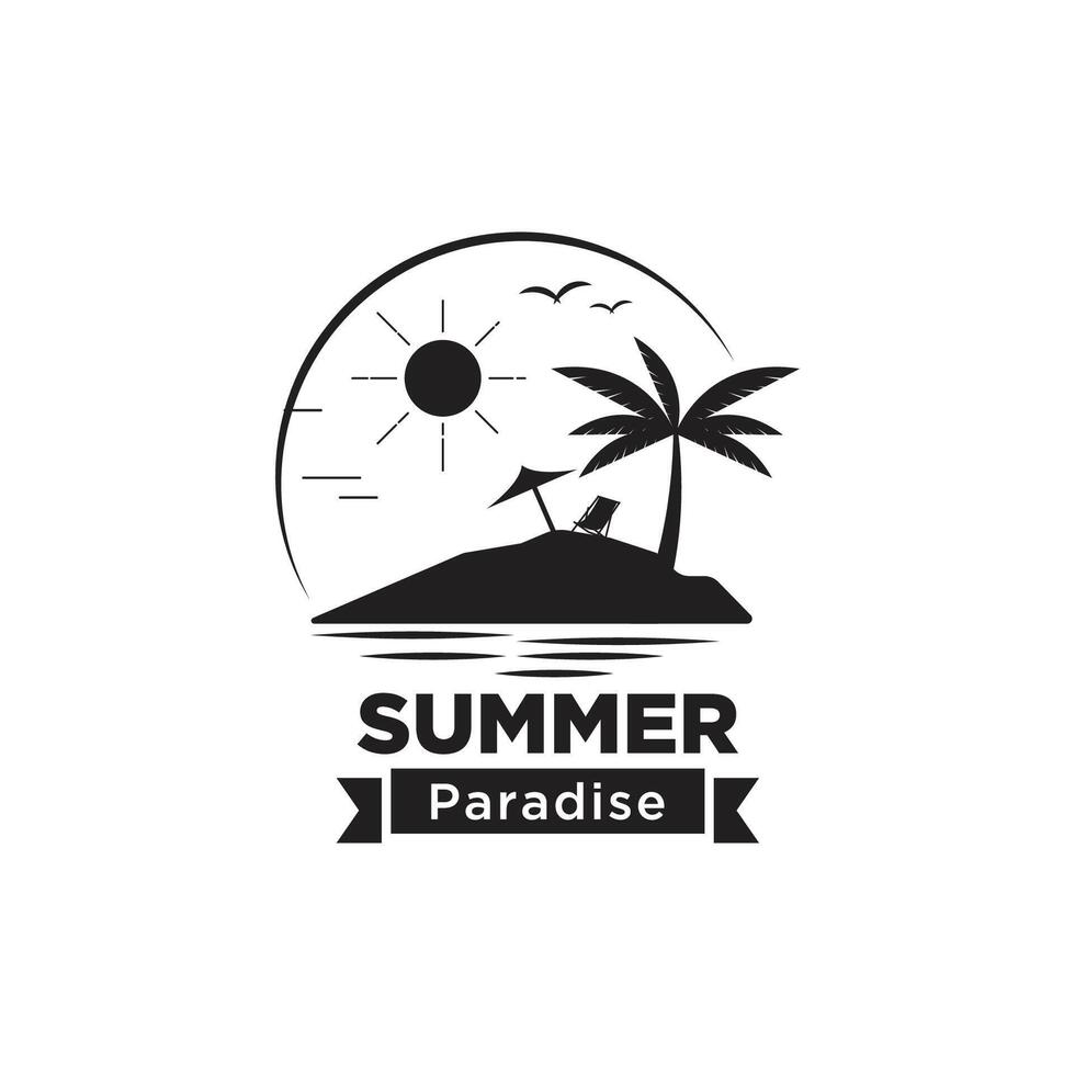 été plage paradis logo conception modèle vecteur