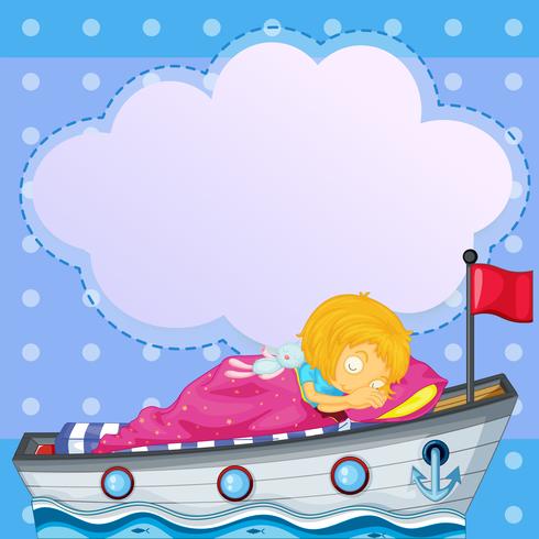 Une fille qui dort au-dessus du bateau avec une légende vide vecteur