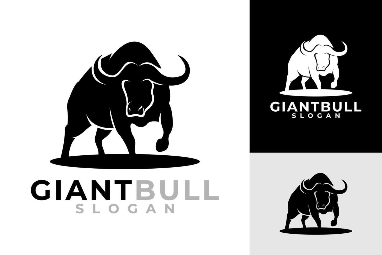vecteur géant noir taureau silhouette logo conception