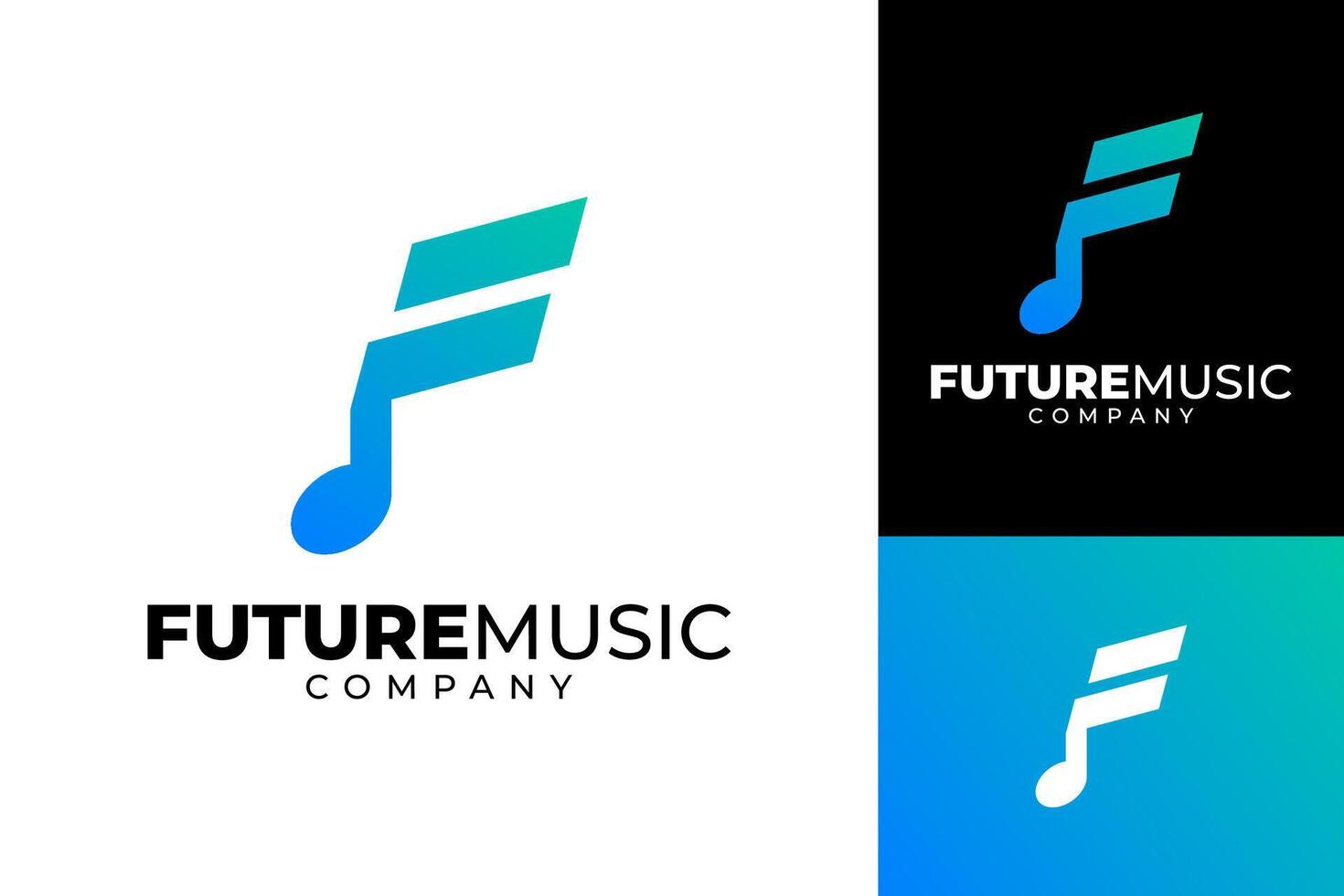 F futur la musique du son logo conception vecteur