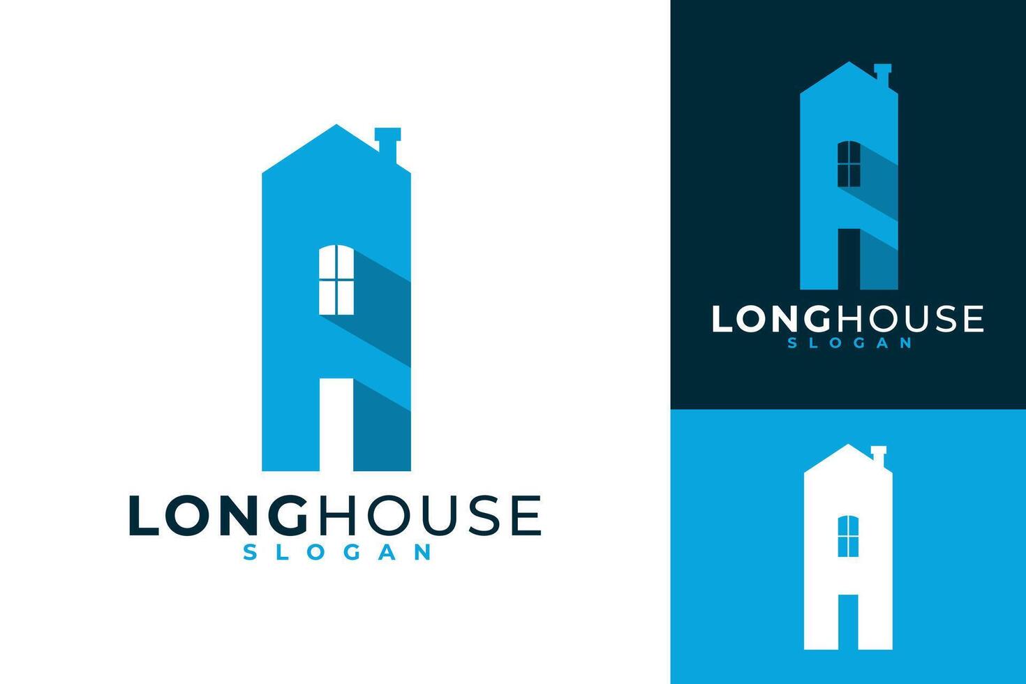 longue maison plat vecteur logo conception