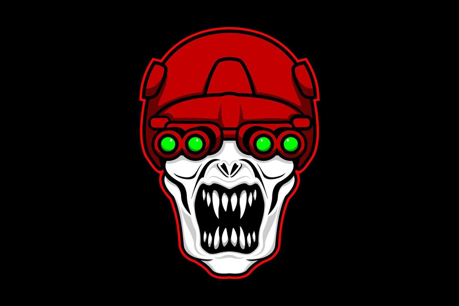 zombi monstre avec casque et nuit vision des lunettes logo conception vecteur
