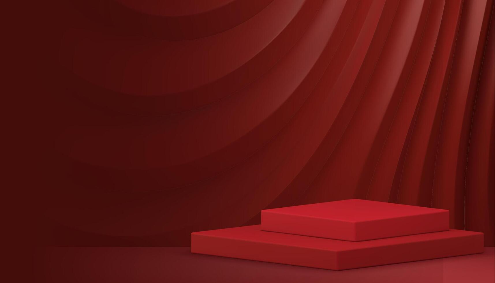 rouge 3d podium piédestal soie vague incurvé dynamique doux couler effet mur Contexte réaliste vecteur