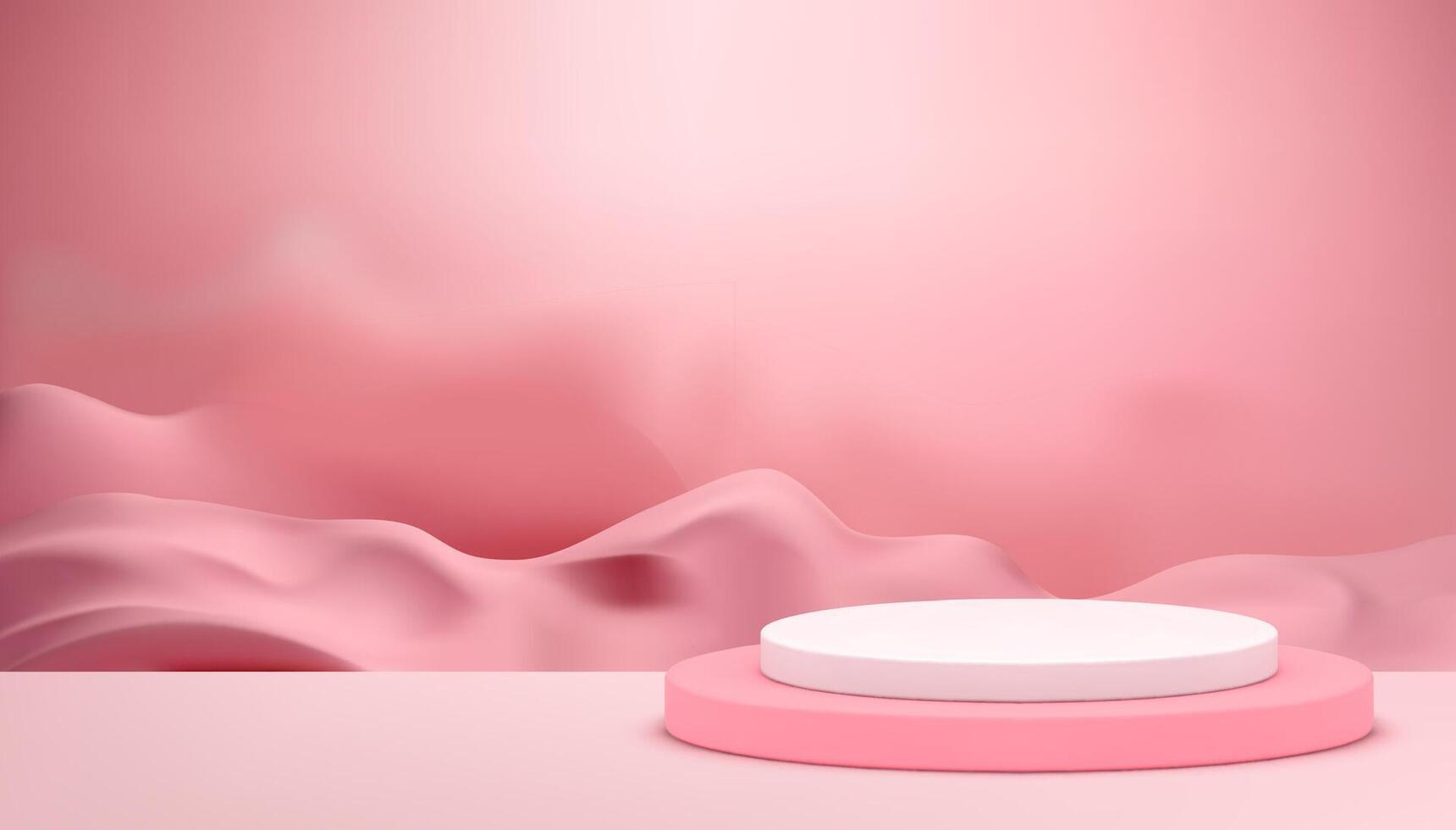 rose pastel podium avec le sable dune désert fumée mur Contexte pour beauté promo réaliste vecteur