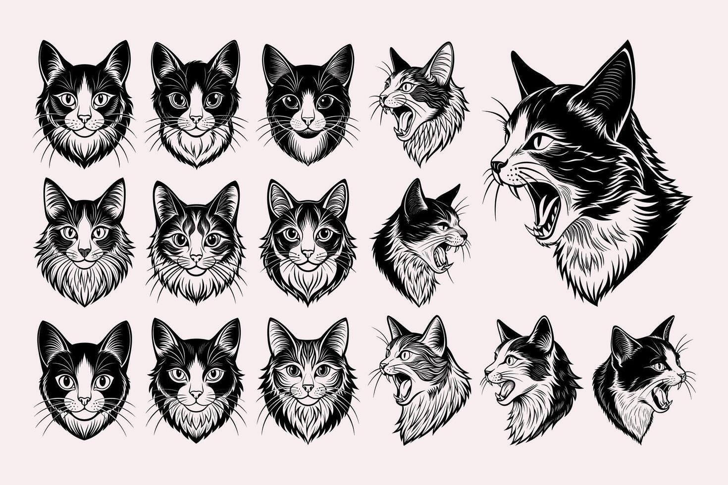 ai généré ensemble de main dessin turc van chat visage modèle conception vecteur