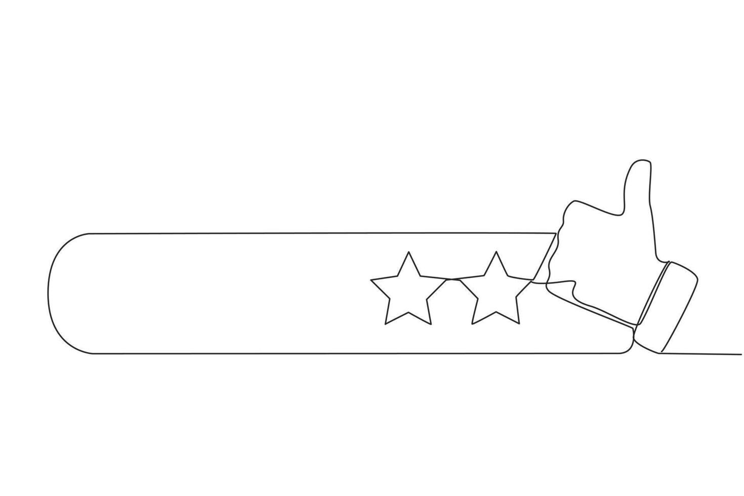 Célibataire un ligne dessin les pouces en haut suivant à 2 étoiles. étoile notation. plutôt mal examen. retour d'information concept. acheteur expérience. client la revue notation. commerce électronique. continu ligne conception graphique illustration vecteur