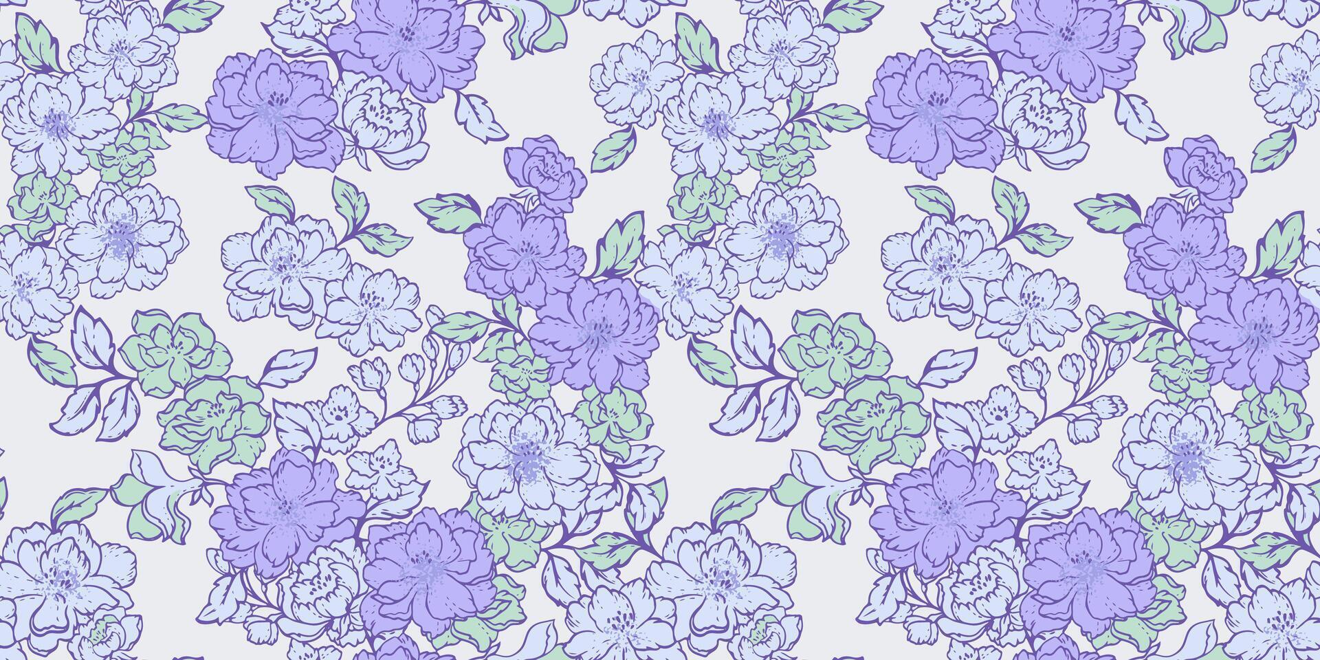 fleurs abstrait artistique printemps ou été Prairie sans couture modèle. coloré violet stylisé floral Contexte. vecteur main tiré lignes fleurs. collage pour conceptions, impression, à motifs, en tissu