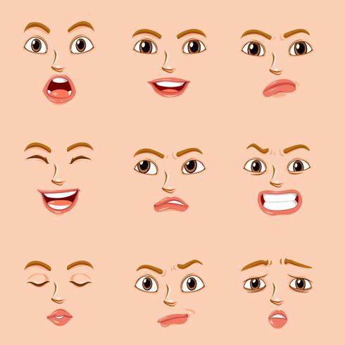 Expressions faciales pour personnage féminin vecteur