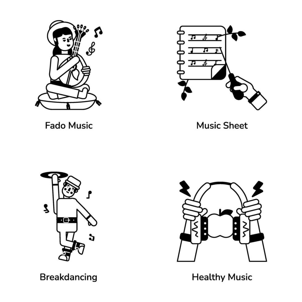 la musique et mélodie branché glyphe Icônes vecteur