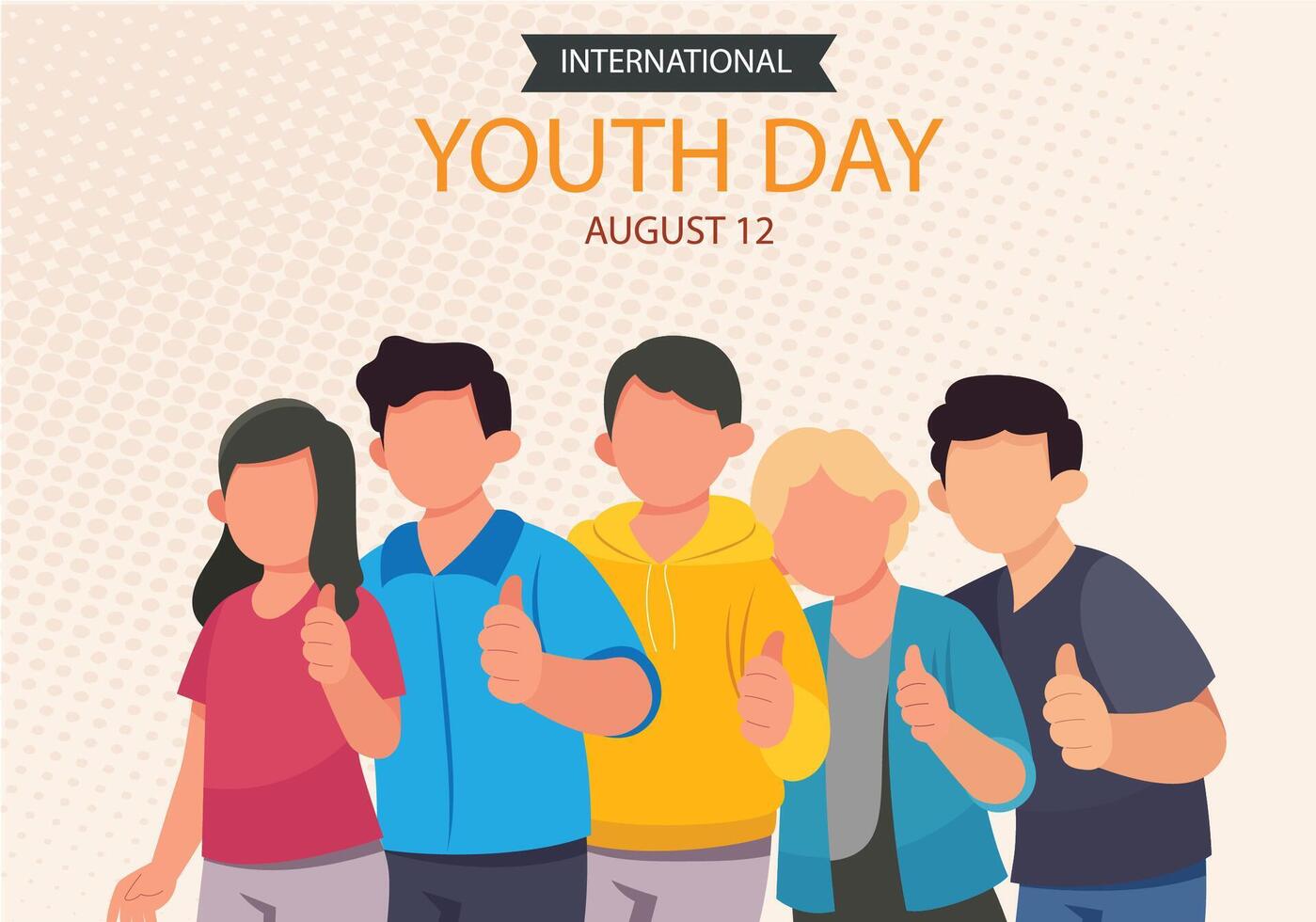 international jeunesse jour, août 12 e. avec actif et passionné Jeune gens illustration vecteur