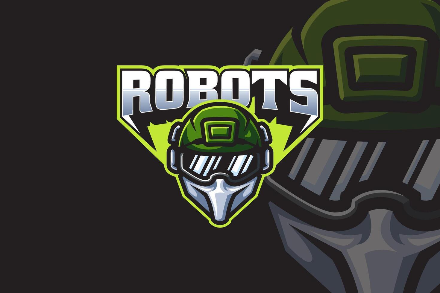 militaire armée robot mascotte logo conception modèle pour jeu sport équipe entreprise vecteur