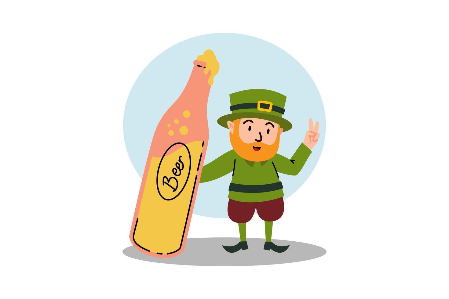 marrant homme portant vert chapeau en portant Bière bouteille. illustration pour st. patrick's jour, irlandais vacances vecteur