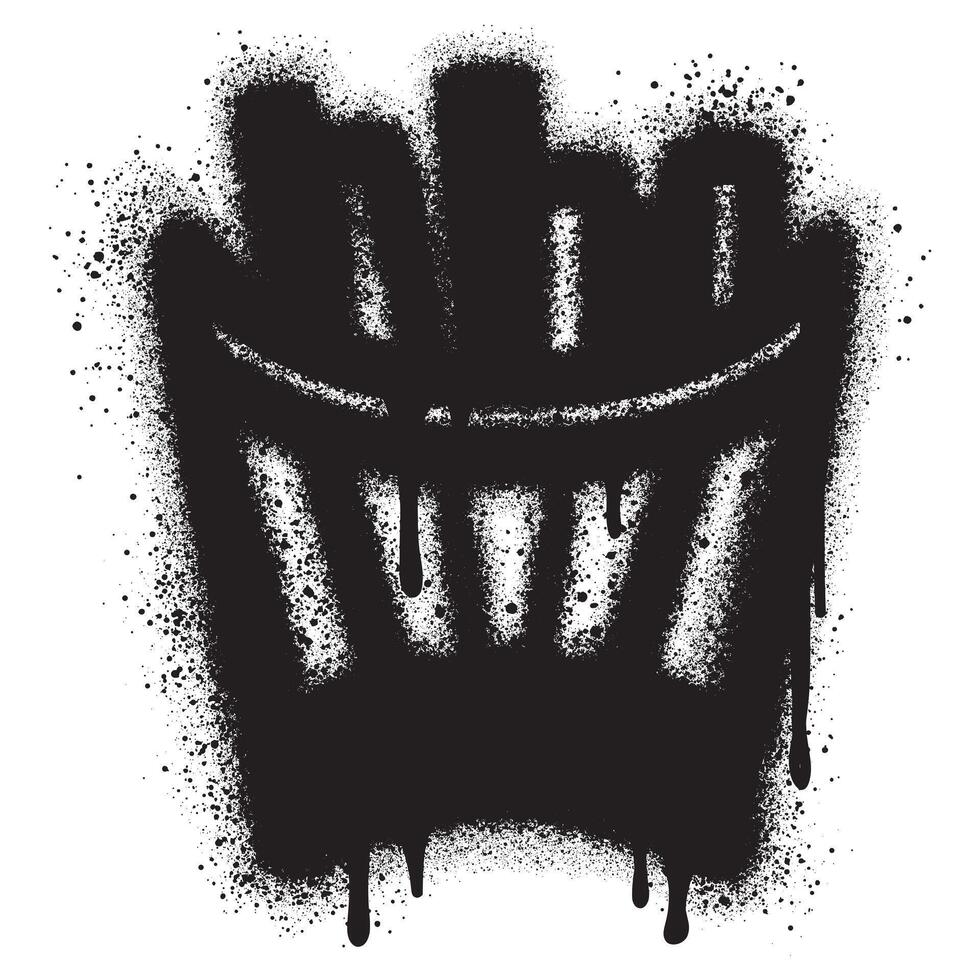français frites logo dans Urbain graffiti style avec noir vaporisateur peindre. vecteur illustration.