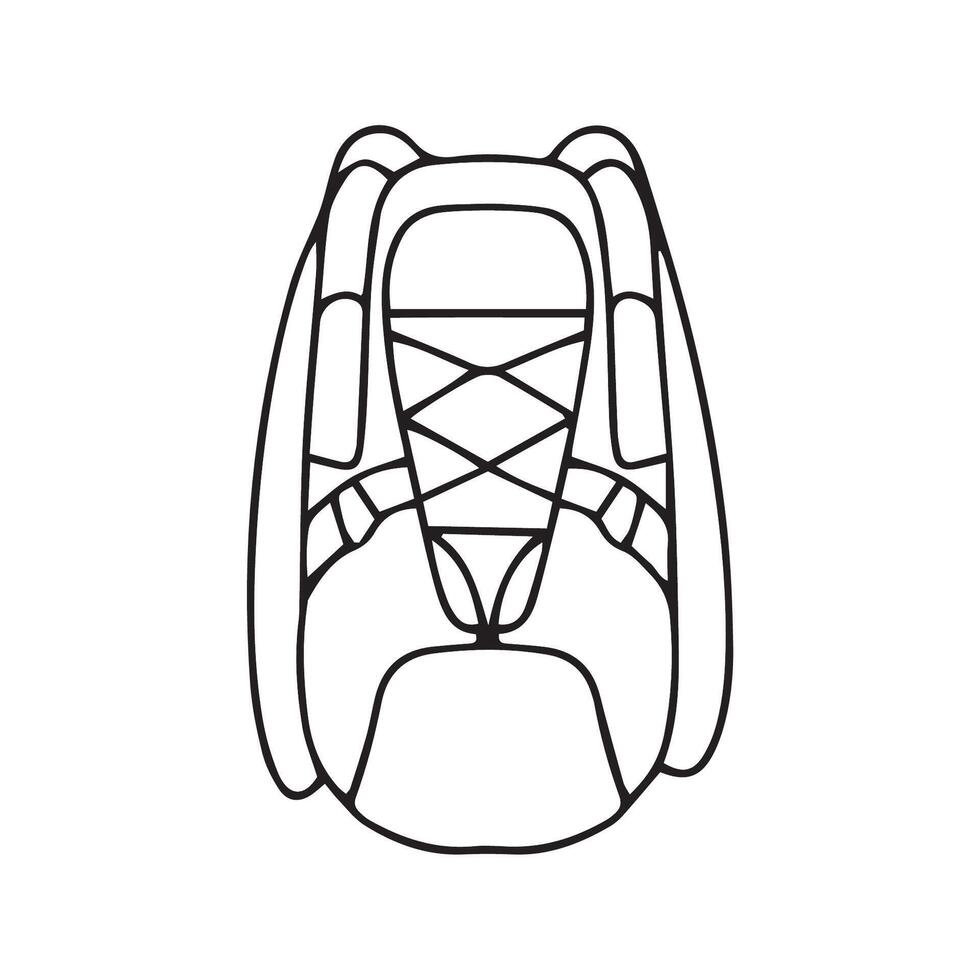 main tiré contour de une sac à dos isolé sur une blanc Contexte. camping sac à dos pour randonnée, en voyageant et tourisme. vecteur