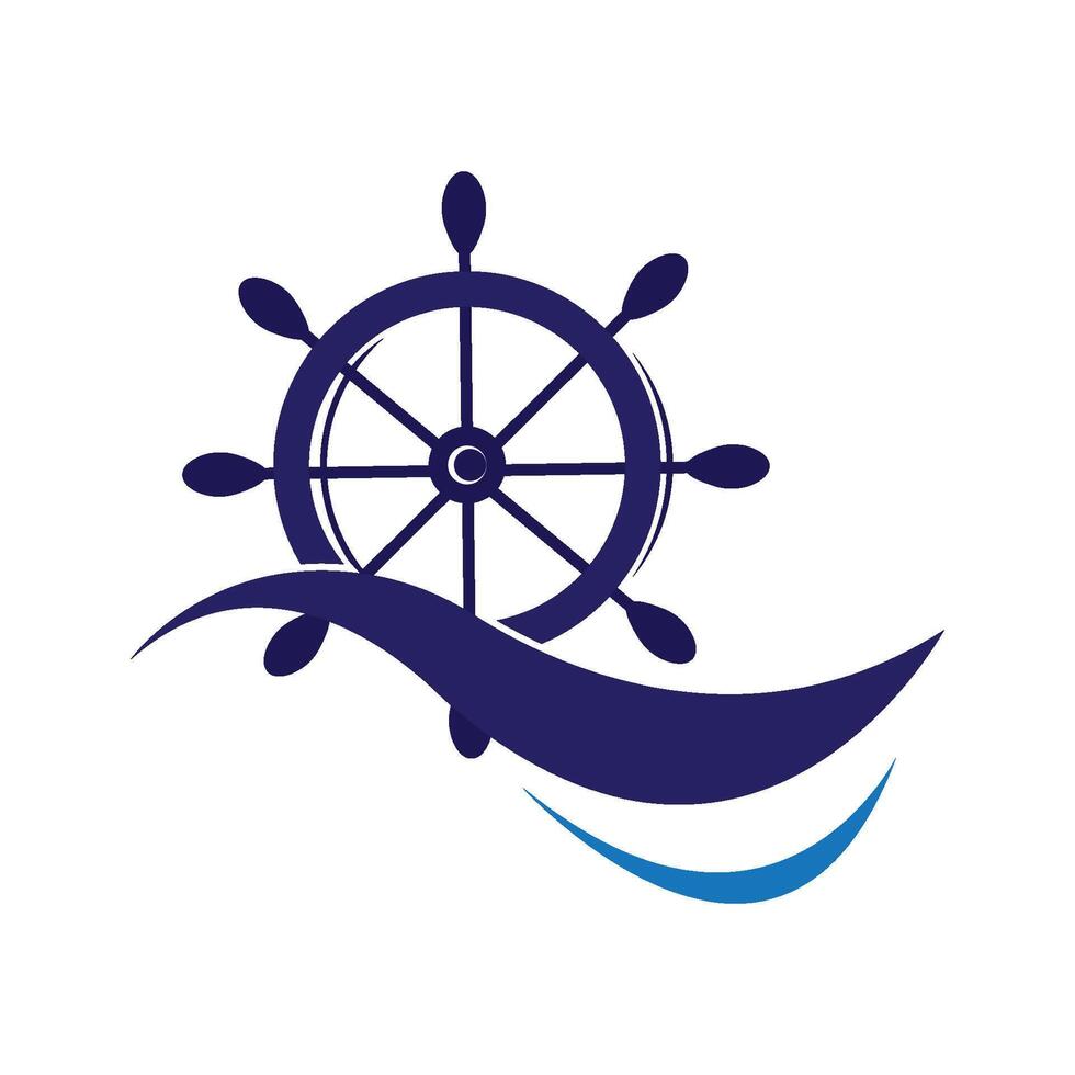 logo de roue de bateau vecteur