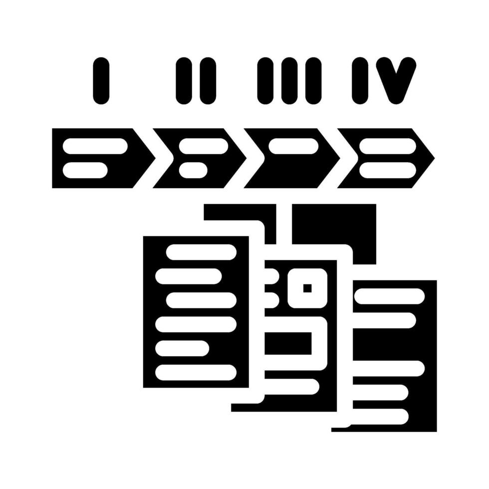 contenu organisation technique écrivain glyphe icône vecteur illustration