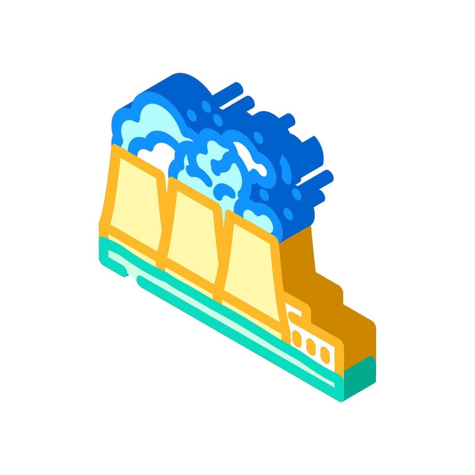 Puissance plante nucléaire énergie isométrique icône vecteur illustration